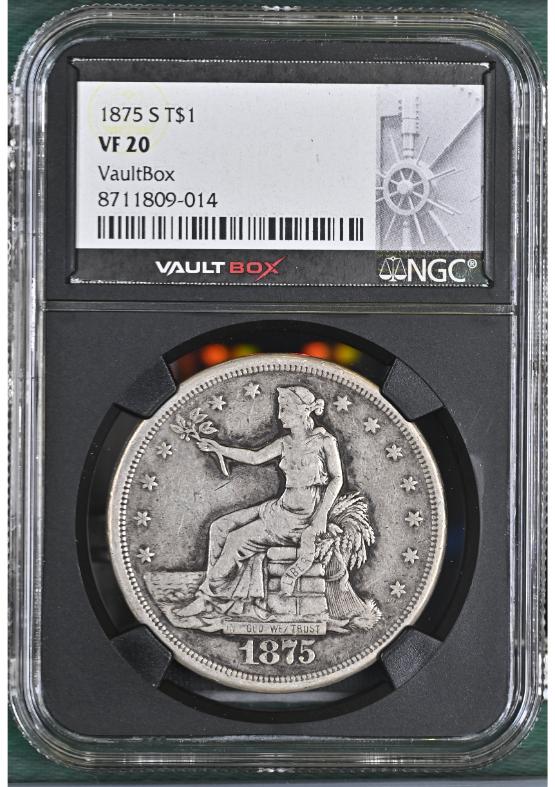 1875-S T$1 NGC VF20 FRONT