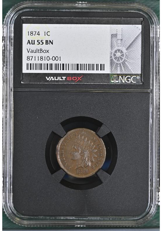 1874 1C NGC AU55BN FRONT