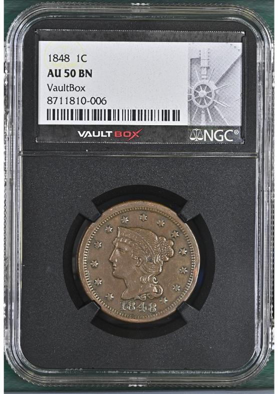 1848 1C NGC AU50BN FRONT