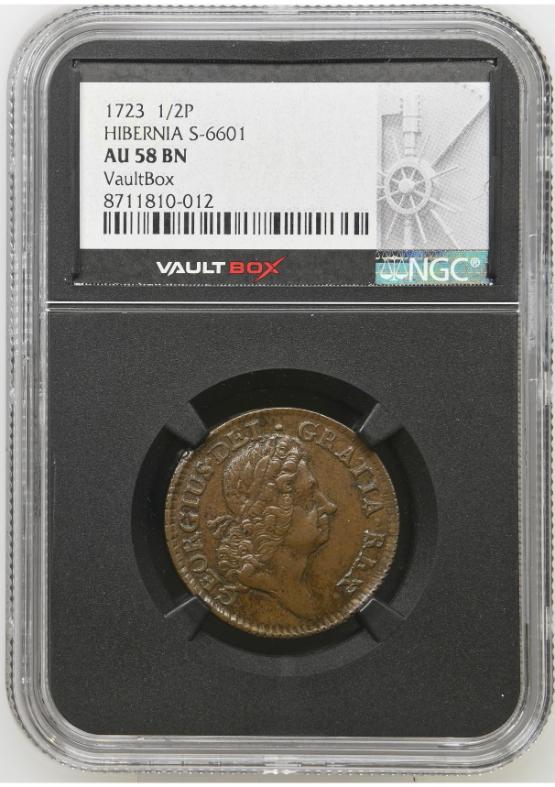 1723 1/2P HIBERNIA S-6601 NGC AU58BN FRONT