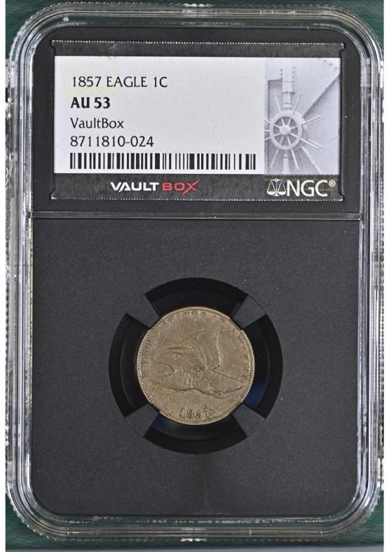 1857 EAGLE 1C NGC AU53 FRONT