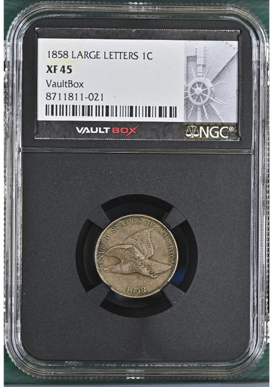 1858 LARGE LETTERS 1C NGC XF45 FRONT