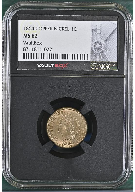 1864 COPPER NICKEL 1C NGC MS62 FRONT