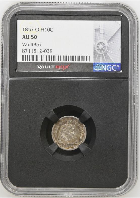 1857-O H10C NGC AU50 FRONT