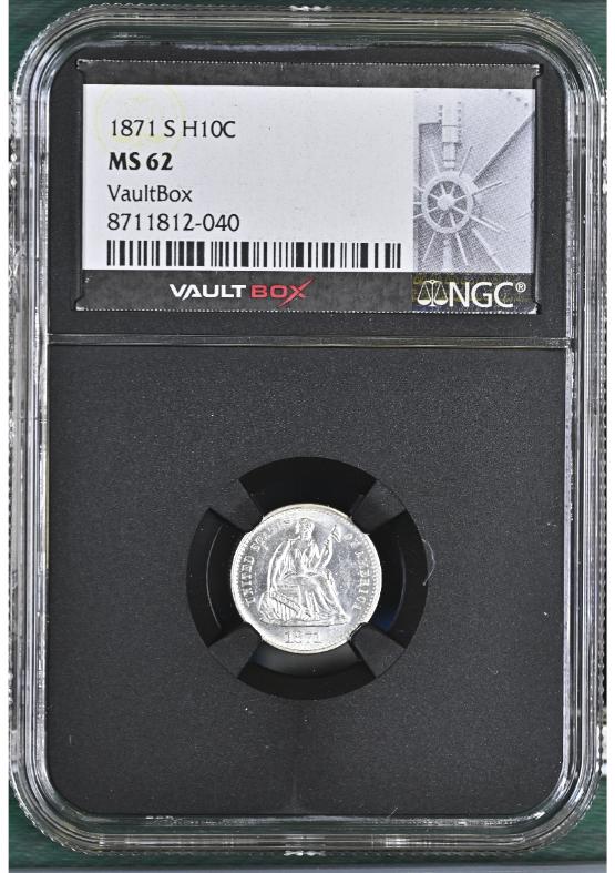 1871-S H10C NGC MS62 FRONT