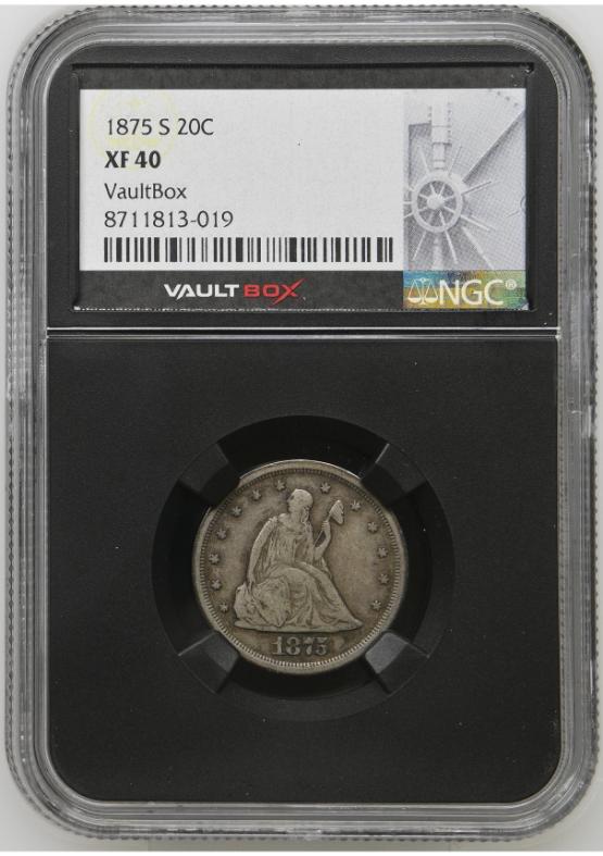 1875-S 20C NGC XF40 FRONT