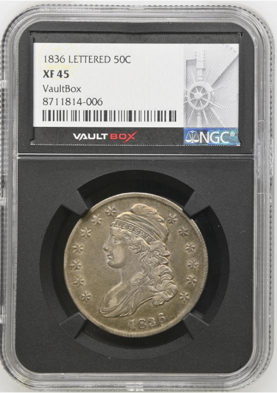 1836 LETTERED 50C NGC XF45 FRONT