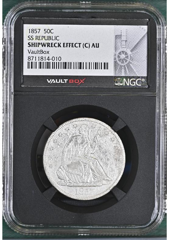 1857 50C SS REPUBLIC NGC SHIPWRECKEFFECT(C)AU FRONT
