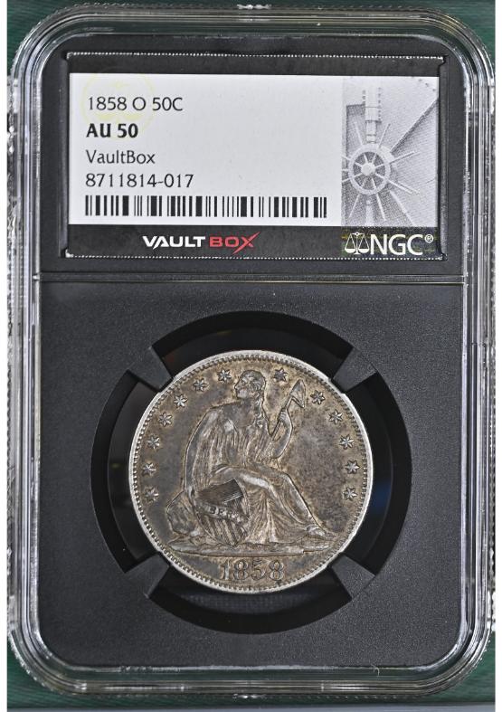 1858-O 50C NGC AU50 FRONT