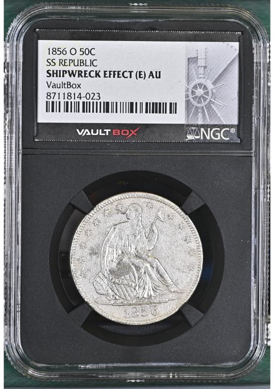 1856-O 50C SS REPUBLIC NGC SHIPWRECKEFFECT(E)AU FRONT