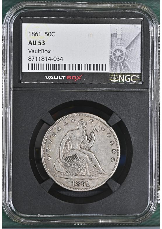 1861 50C NGC AU53 FRONT