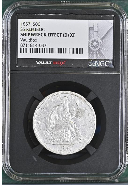 1857 50C SS REPUBLIC NGC SHIPWRECKEFFECT(D)XF FRONT