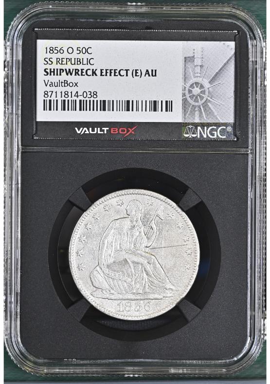 1856-O 50C SS REPUBLIC NGC SHIPWRECKEFFECT(E)AU FRONT
