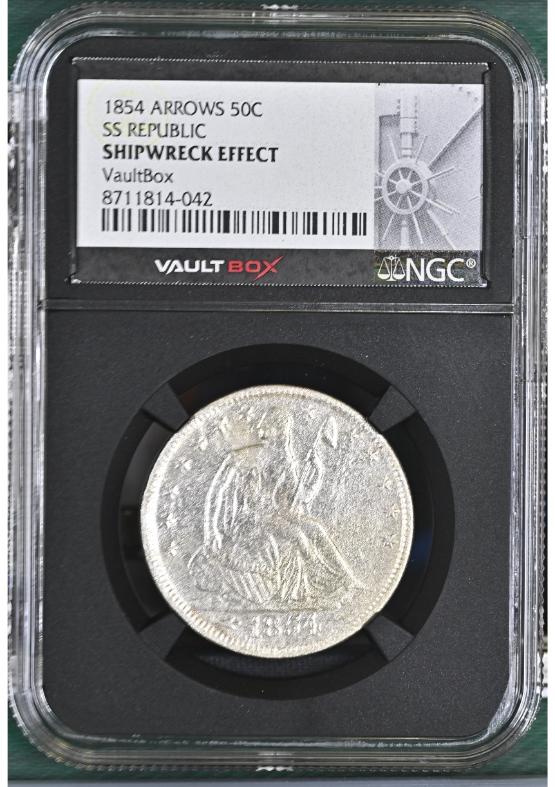 1854 ARROWS 50C SS REPUBLIC NGC SHIPWRECKEFFECT FRONT