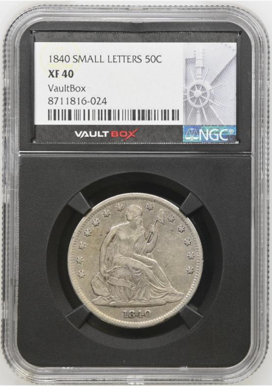 1840 SMALL LETTERS 50C NGC XF40 FRONT