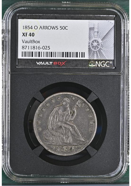 1854-O ARROWS 50C NGC XF40 FRONT