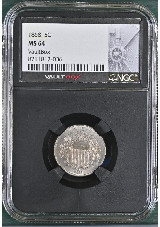 1868 5C NGC MS64 FRONT