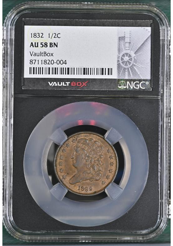 1832 1/2C NGC AU58BN FRONT
