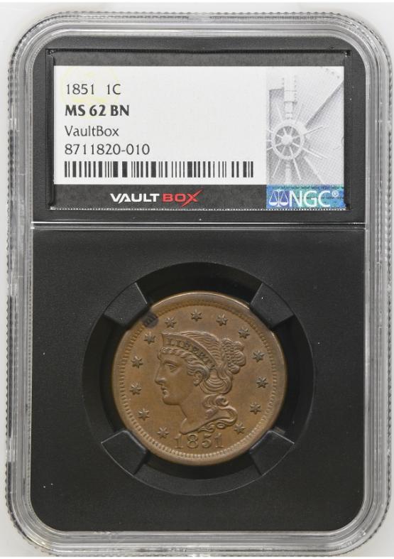 1851 1C NGC MS62BN FRONT