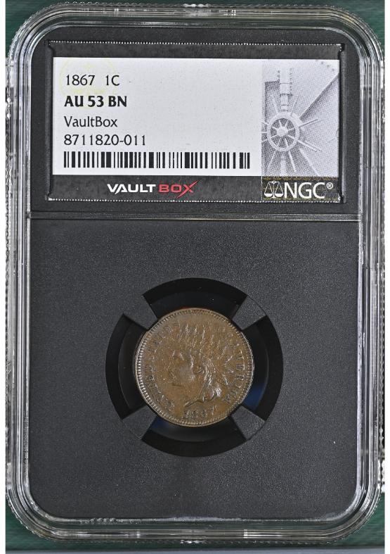 1867 1C NGC AU53BN FRONT