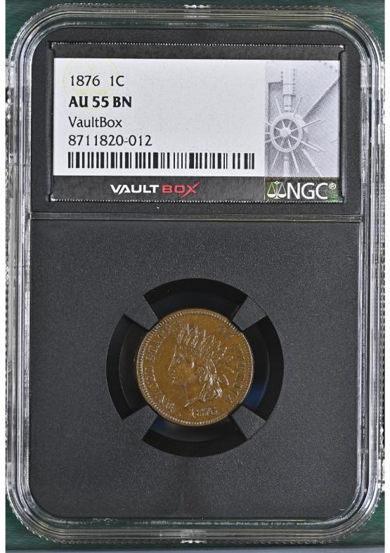 1876 1C NGC AU55BN FRONT