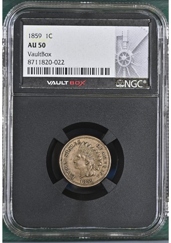 1859 1C NGC AU50 FRONT