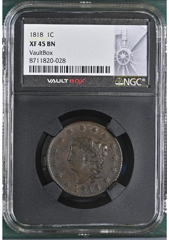 1818 1C NGC XF45BN FRONT