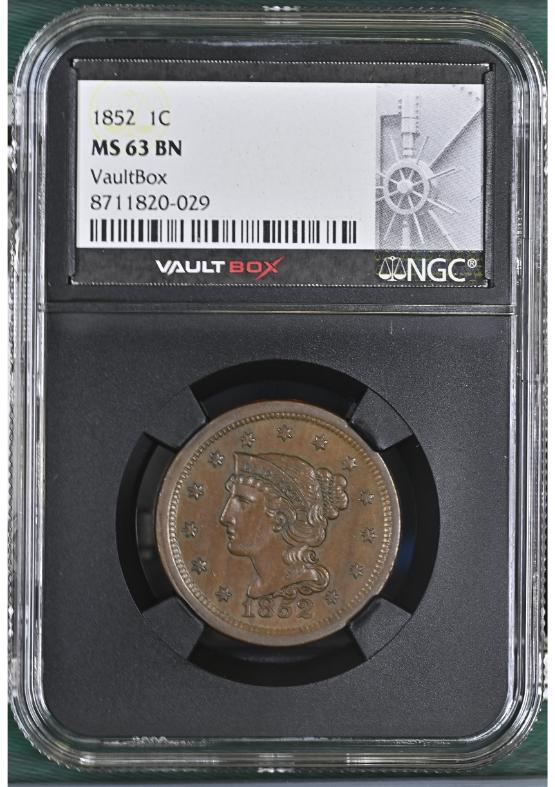 1852 1C NGC MS63BN FRONT