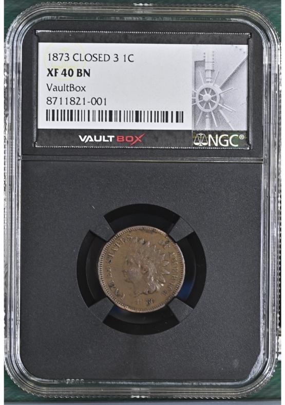 1873 CLOSED 3 1C NGC XF40BN FRONT