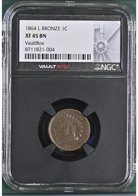 1864 L BRONZE 1C NGC XF45BN FRONT