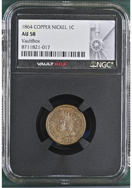 1864 COPPER NICKEL 1C NGC AU58 FRONT