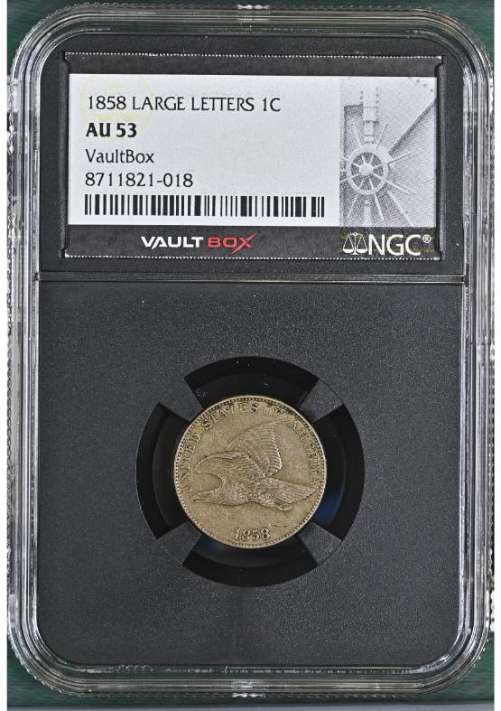 1858 LARGE LETTERS 1C NGC AU53 FRONT