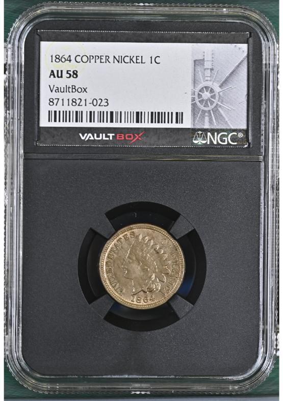 1864 COPPER NICKEL 1C NGC AU58 FRONT