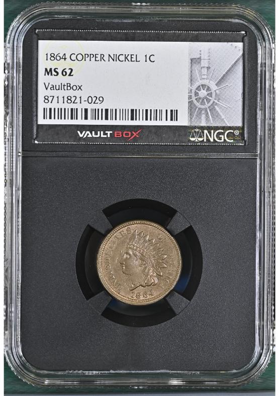 1864 COPPER NICKEL 1C NGC MS62 FRONT