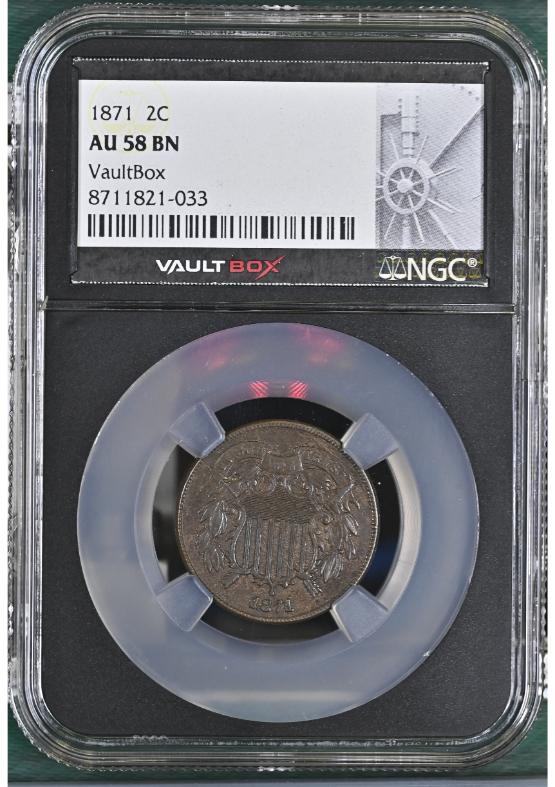 1871 2C NGC AU58BN FRONT