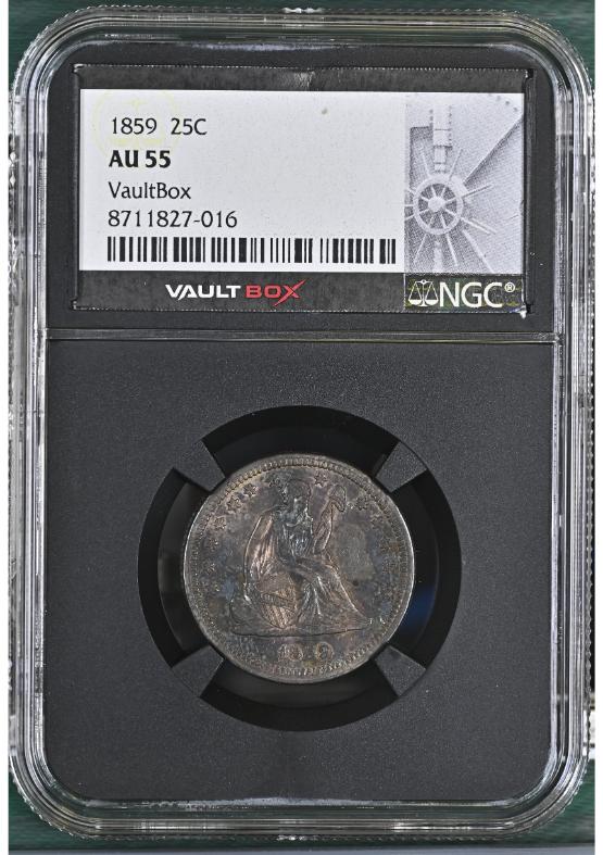 1859 25C NGC AU55 FRONT