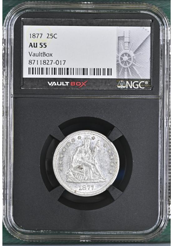 1877 25C NGC AU55 FRONT