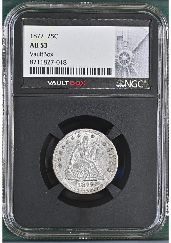 1877 25C NGC AU53 FRONT