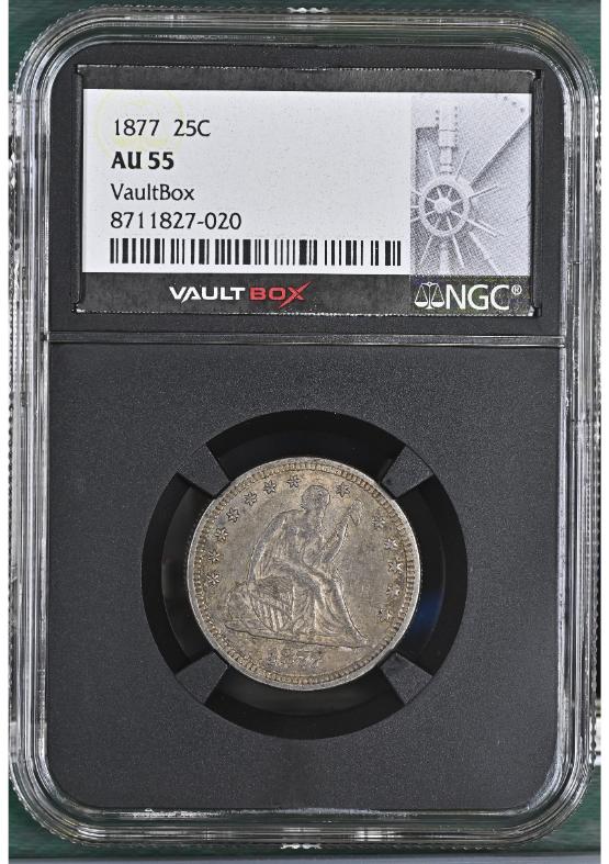 1877 25C NGC AU55 FRONT