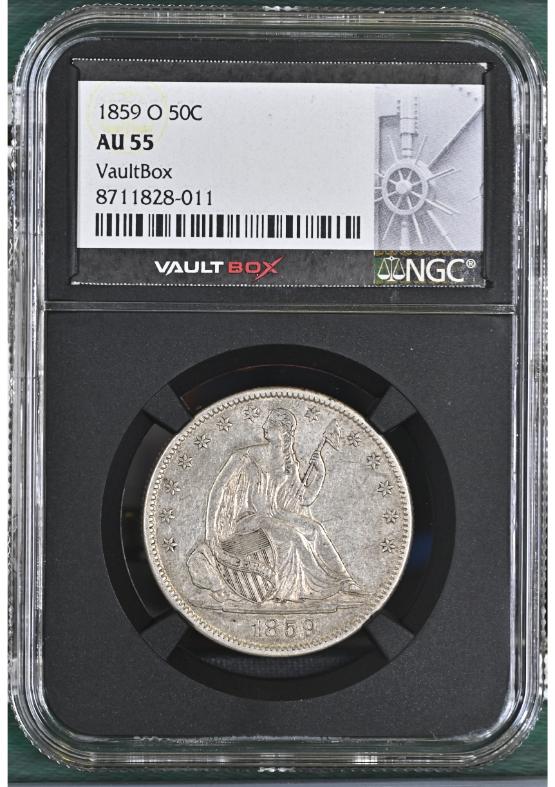 1859-O 50C NGC AU55 FRONT