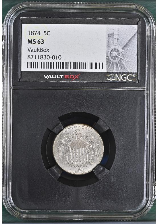 1874 5C NGC MS63 FRONT