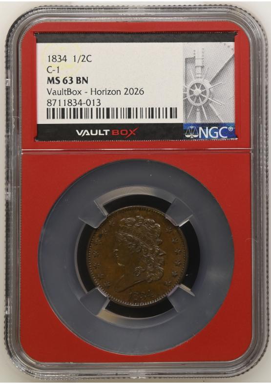 1834 1/2C C-1 NGC MS63BN FRONT