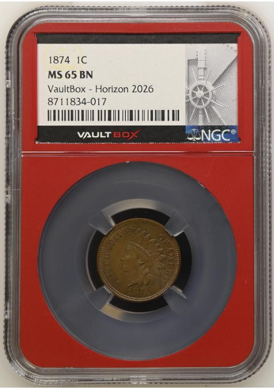 1874 1C NGC MS65BN FRONT