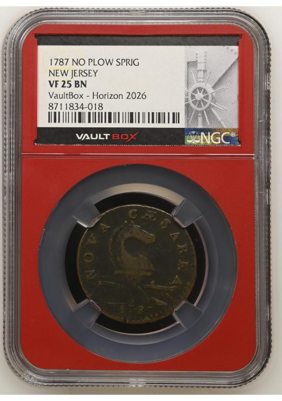 1787 NO PLOW SPRIG NEW JERSEY NGC VF25BN FRONT