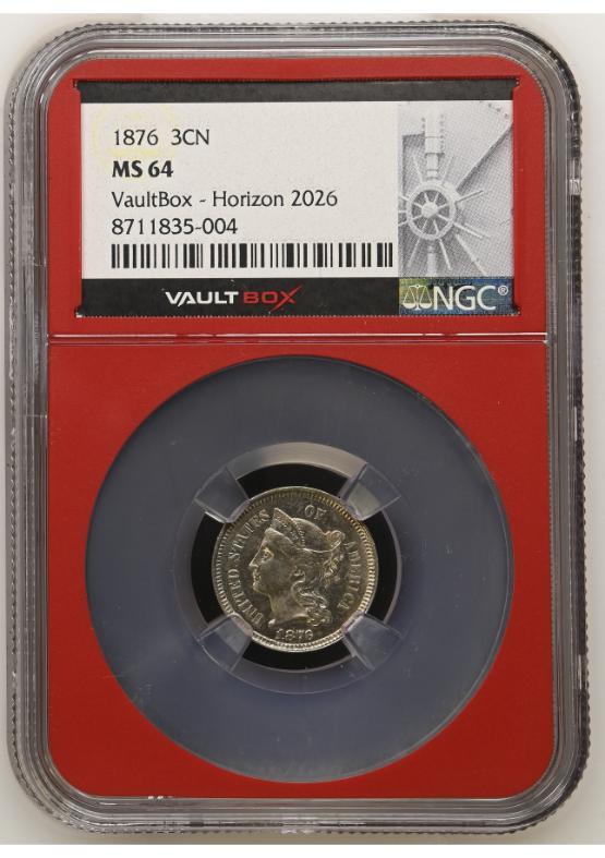 1876 3CN NGC MS64 FRONT