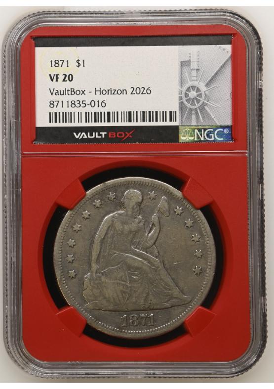 1871 $1 NGC VF20 FRONT