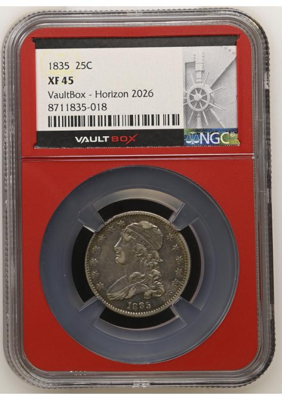 1835 25C NGC XF45 FRONT