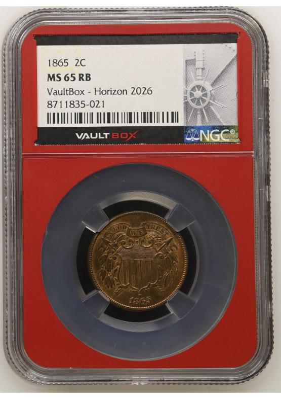 1865 2C NGC MS65RB FRONT