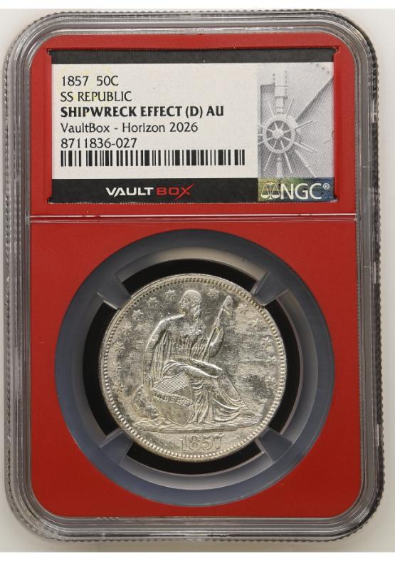 1857 50C SS REPUBLIC NGC SHIPWRECKEFFECT(D)AU FRONT