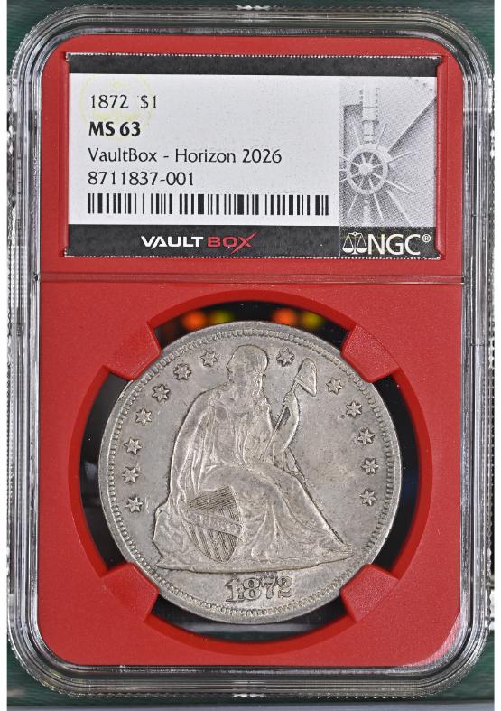 1872 $1 NGC MS63 FRONT